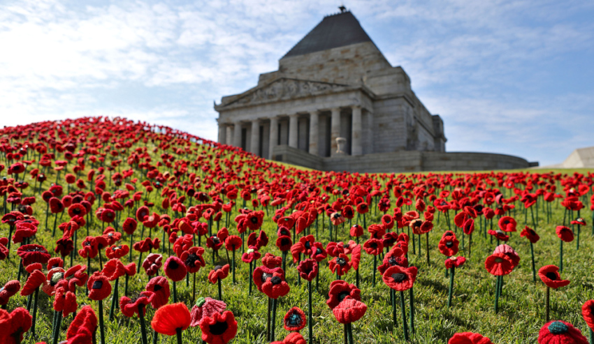 remembrance day service held at the shrine of remembrance melbourne victoria