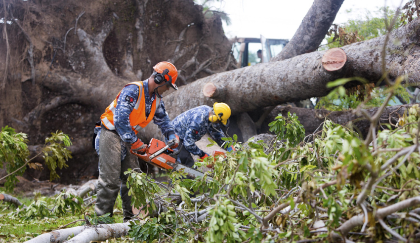adf personnel  clean up casuarina senior college after tropical cyclone marcus