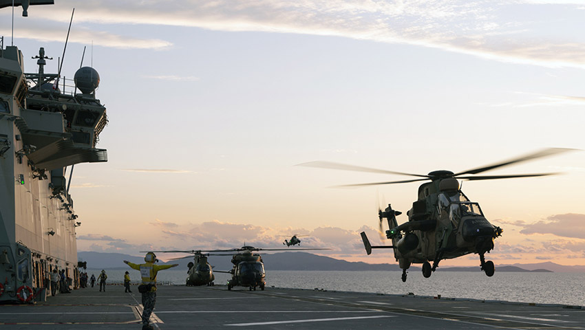 HMAS Adelaide partners with Army Tigers to enhance joint force capability